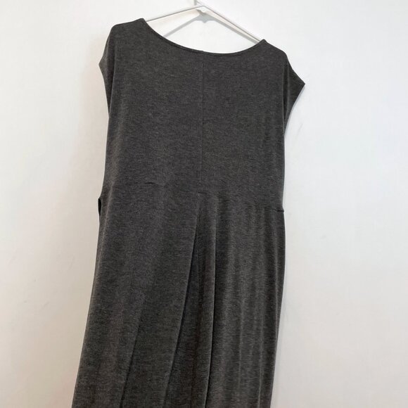 TORRID 1 Plus Size Shirred Tulip Midi Dress Charcoal Gray Short Sleeve Sheath 1X - Picture 15 of 16